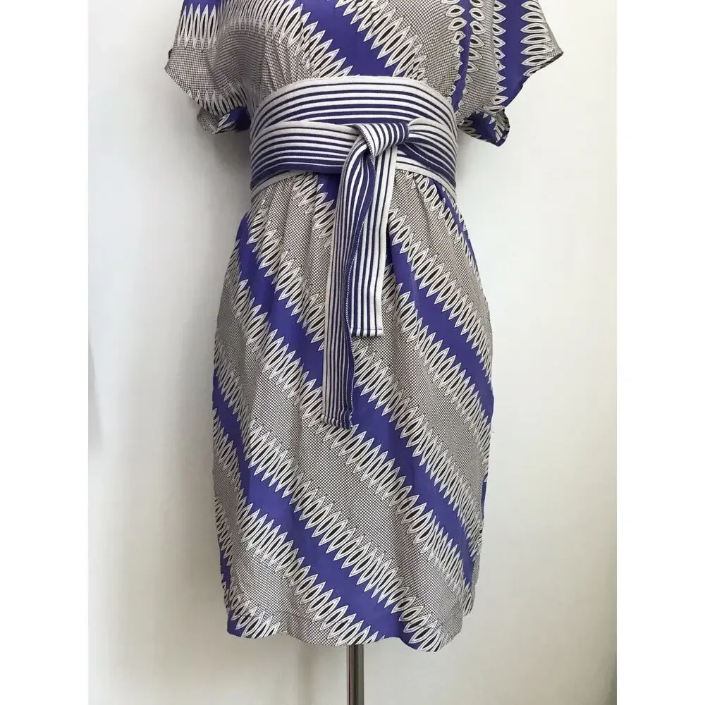 Plenty by‎ Tracy Reese Easy Chemise Silk Sheath Dress Diagonal Striped Size 2
